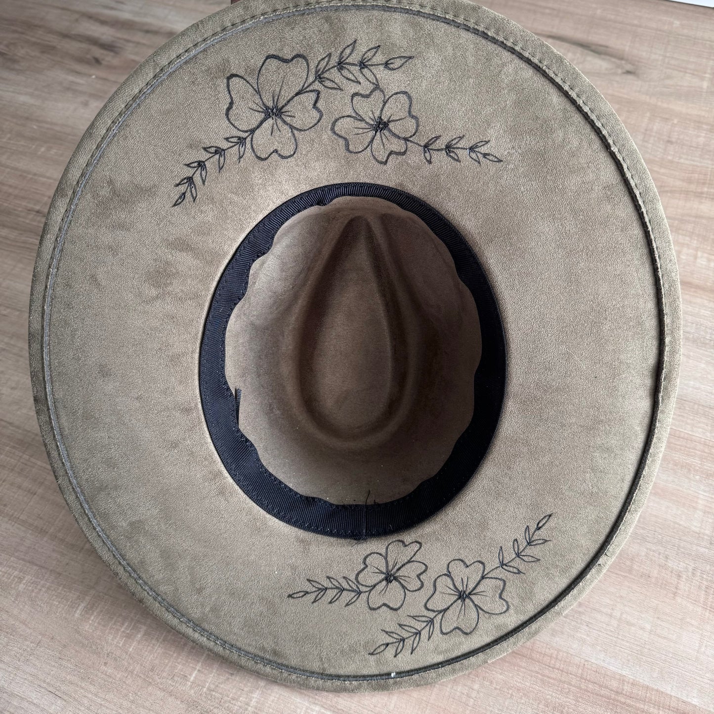 Custom Vegan Suede Rancher Style Fedora (Wide Brim)