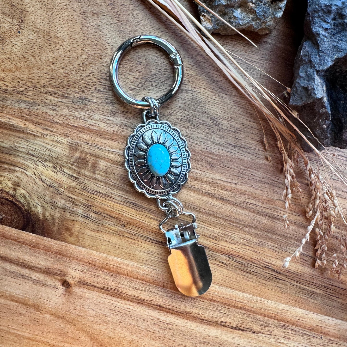 Vintage Style Travel Hat Clip with Turquoise