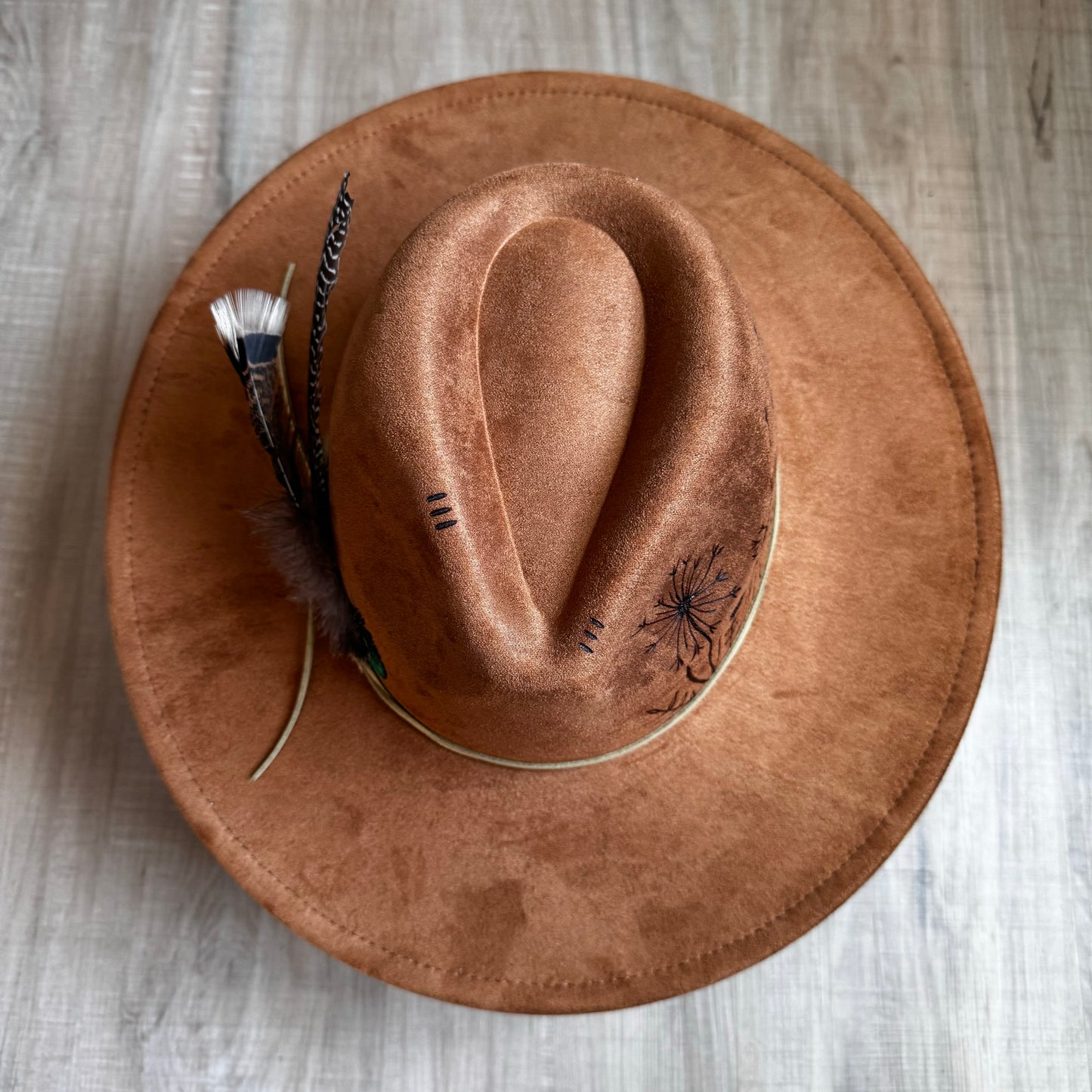 Custom Vegan Suede Rancher Style Fedora (Wide Brim)