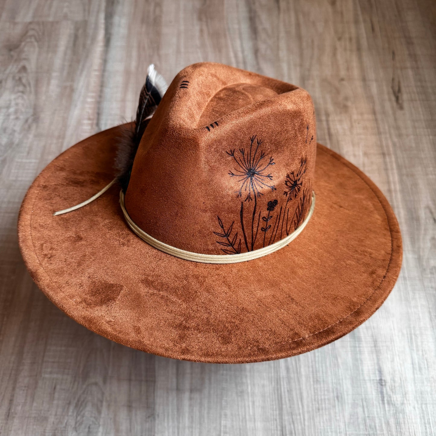 Custom Vegan Suede Rancher Style Fedora (Wide Brim)